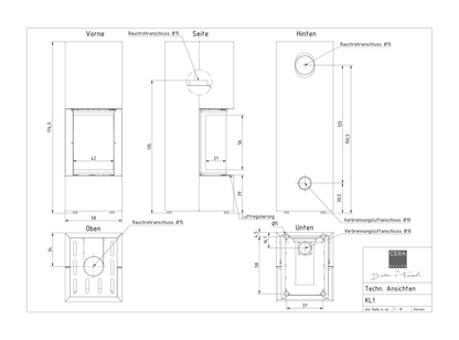 CERA DESIGN LINEA KL1 Stahl technische Zeichnung