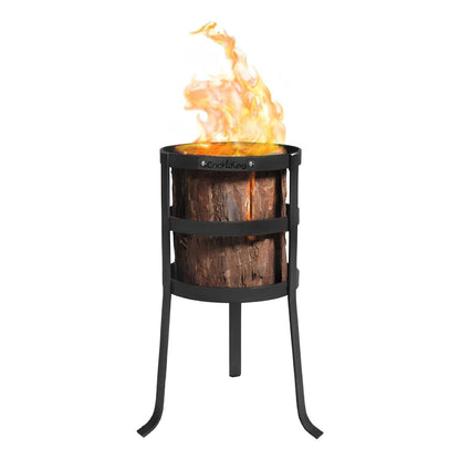 CookKing Feuerkorb Malmo für Schwedenfeuer – Feuerkorb mit brennendem Holz auf weißem Hintergrund