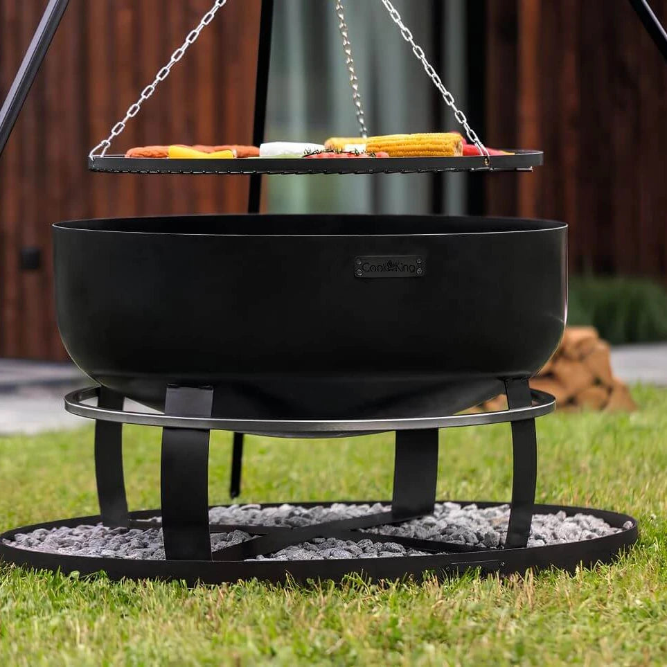 Feuerschale CookKing XXL Viking – Tiefe Feuerschale mit schwebendem Grillrost im Garten