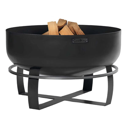 Feuerschale CookKing XXL Viking – Tiefe Feuerschale mit Holz auf einem Ringgestell auf Weiß