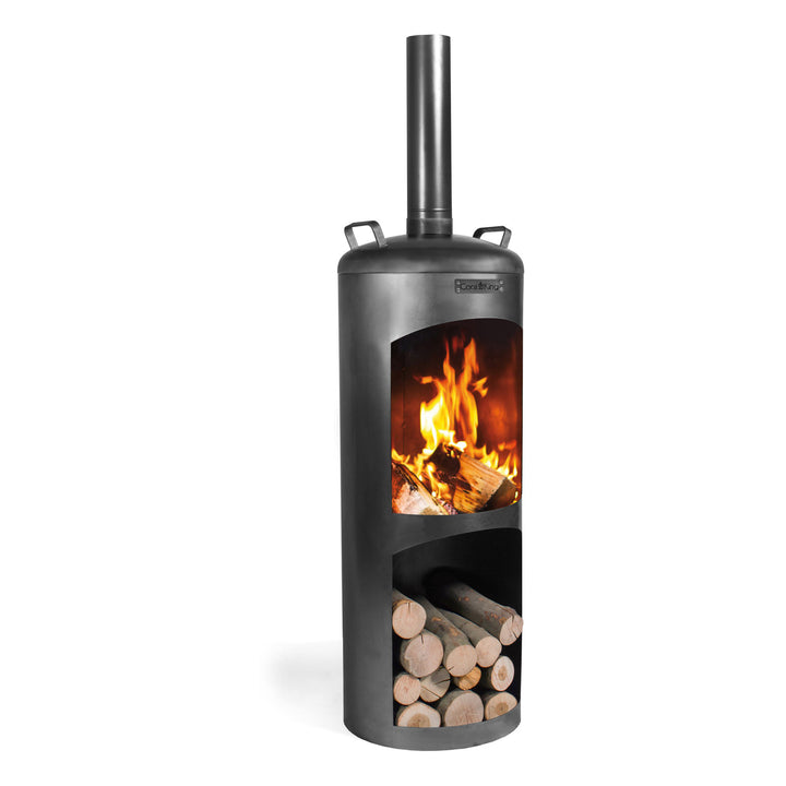 CookKing Gartenofen Faro – Gartenofen mit Feuer, Rohr und gefülltem Holzfach