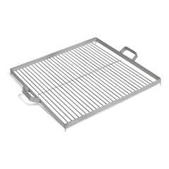 Quadratischer Grillrost aus Edelstahl – Quadratischer Grillrost mit Griffen in schräger Draufsicht