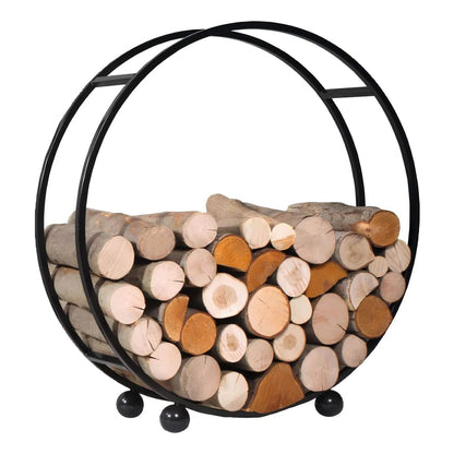 CookKing Kaminholzregal Daisy – Rundes Kaminholzregal mit geschlossenem Rahmen und Holzfüllung