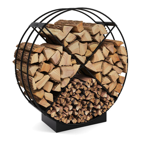 CookKing Kaminholzregal Rondo – Rundes Holzregal mit gefüllten Fächern