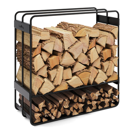 CookKing Kaminholzregal Zeno – Rechteckiges Holzregal mit Scheiten und Anzündholz