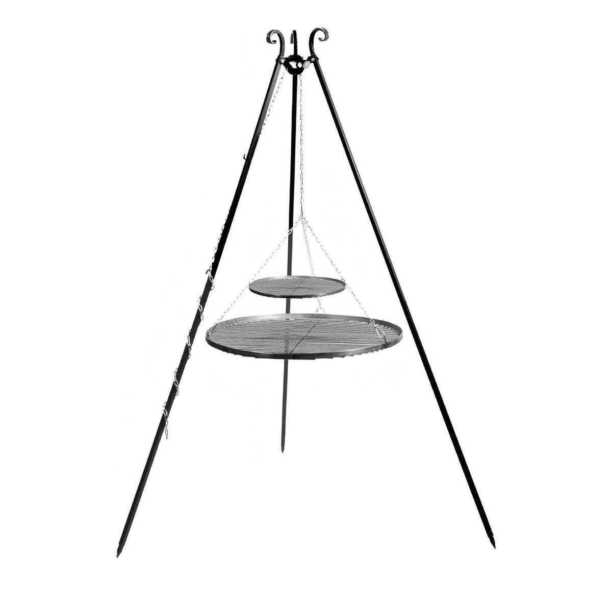CookKing Schwenkgrill Classic 180 cm – dreibeiniges Gestell mit zwei übereinander aufgehängten Grillrosten