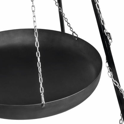 CookKing Schwenkgrill mit Wok – Detail der Wokschale und ihrer Kettenaufhängung