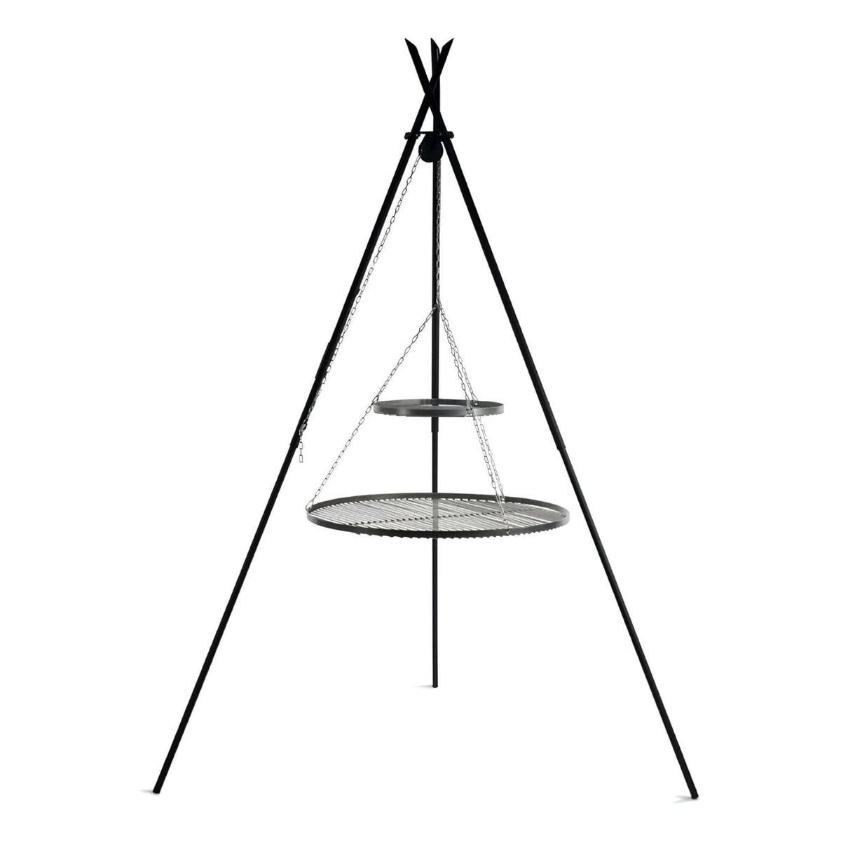CookKing Schwenkgrill Tipi 210 cm – dreibeiniges Gestell mit zwei übereinander aufgehängten Grillrosten