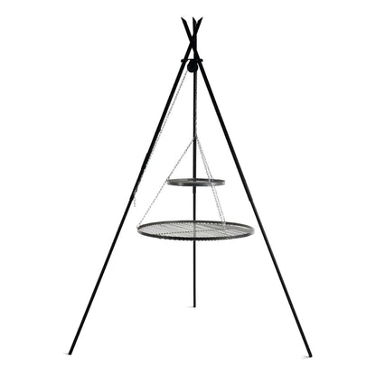 CookKing Schwenkgrill Tipi 210 cm – dreibeiniges Gestell mit zwei übereinander aufgehängten Grillrosten