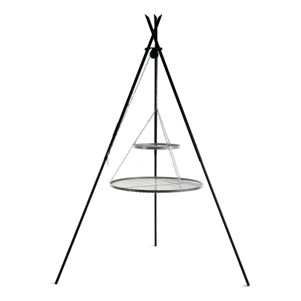 CookKing Schwenkgrill Tipi 210 cm – dreibeiniges Gestell mit zwei übereinander aufgehängten Grillrosten