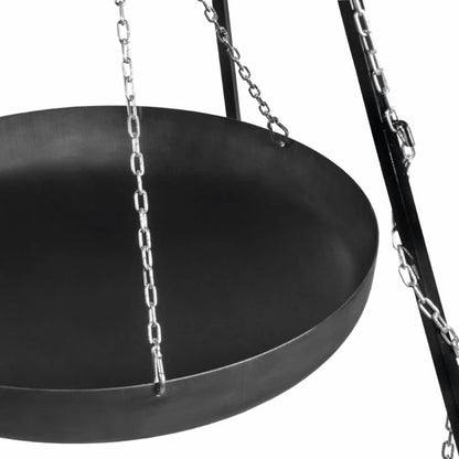 CookKing Schwenkgrill mit Wok – Detail der Wokschale und ihrer Kettenaufhängung