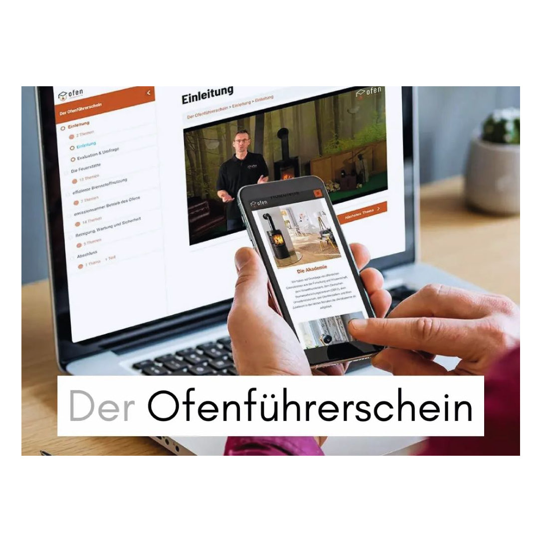 Der Ofenführerschein – Onlinekurs auf Laptop und Mobiltelefon mit vorhandenem Titel