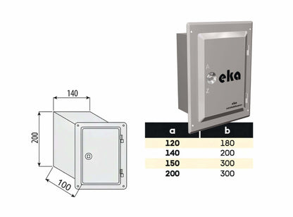 Edelstahltür mit Putzrahmen 100 mm - einwandig - eka edelstahlkamine complex E
