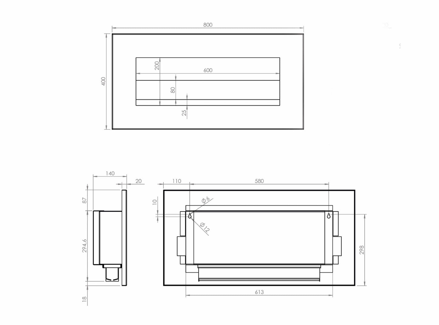 Einbau Biokamin Hitze Swing Maße