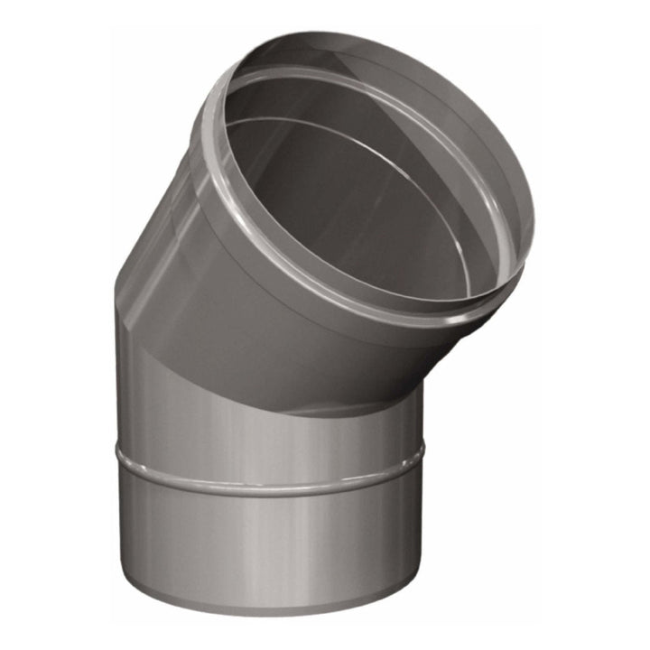 Bogen 45° - einwandig - eka edelstahlkamine complex E – Einwandiger Rohrbogen in schräger Ansicht