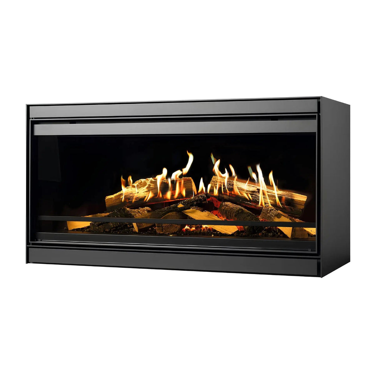 Elektrokamin Kalfire E-one 100F FR – Elektrokamin mit sichtbarem Flammenbild in schräger Ansicht