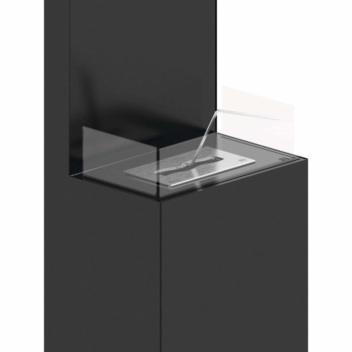 Ethanol Kamin Hitze Sahil – Detail des Brenners und Glaseinsatzes