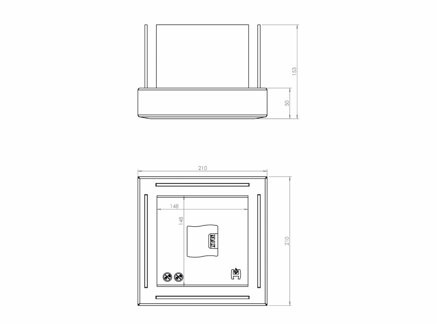 Biokamin Hitze Soca Maße