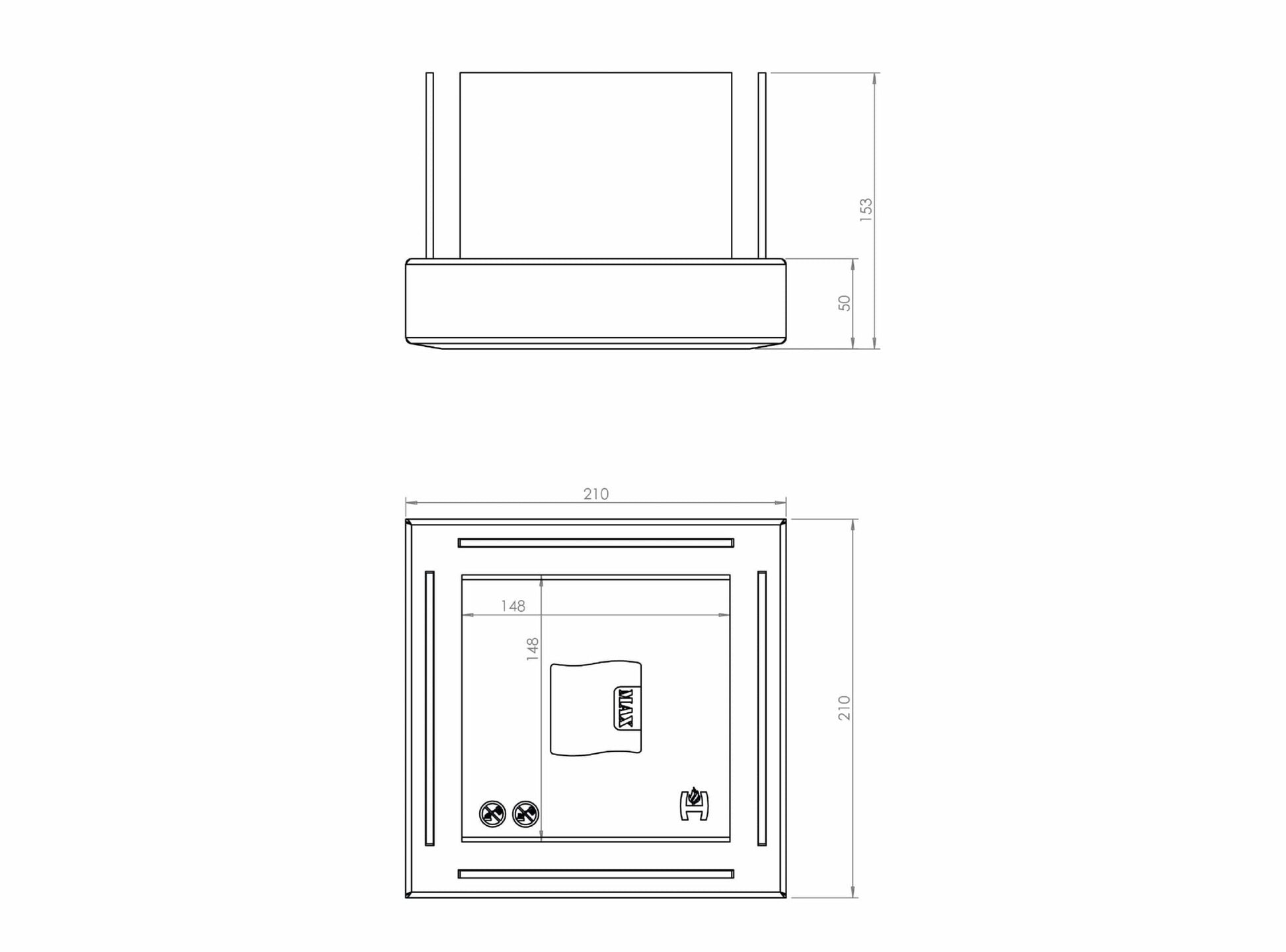 Biokamin Hitze Soca Maße