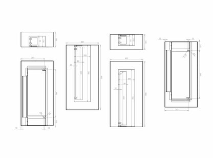 Wandkamin Biokamin Hitze Blues L Maße