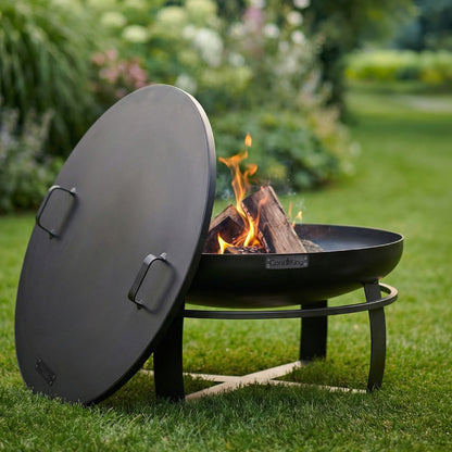 Feuerschale CookKing Viking 80 cm + Deckel 81,5 cm – Feuerschale mit angelehntem Deckel im Garten