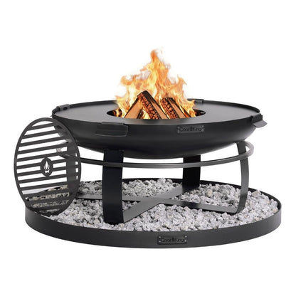 Feuerschale Viking 80 cm + Grillrost + Grillplatte und Feuerschalenbasis rund – Feuerschale mit Grillplatte, Rost und Bodenplatte