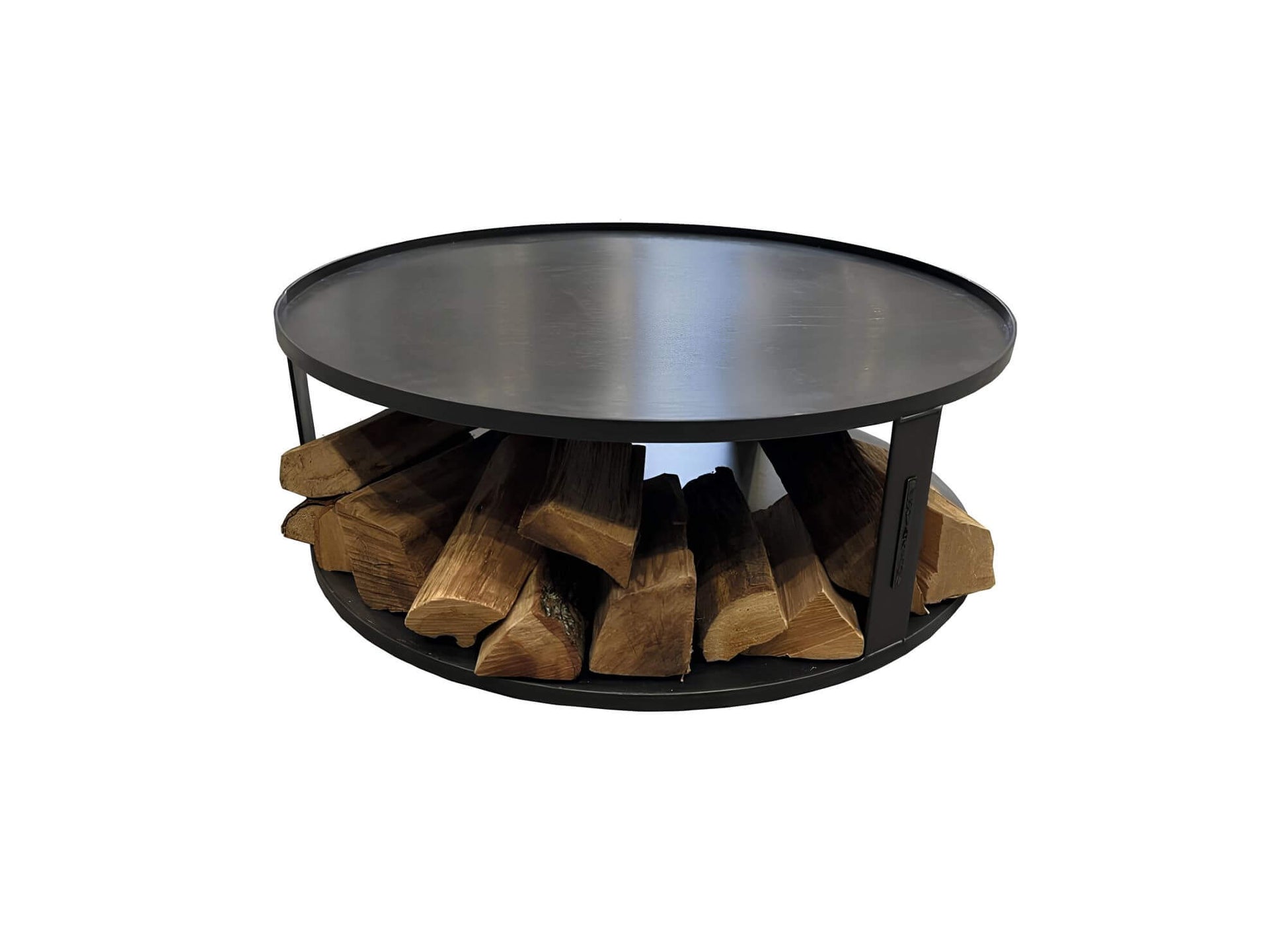 Feuerschalenbasis rund mit Holzfach