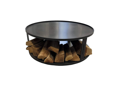 Feuerschalenbasis rund mit Holzfach