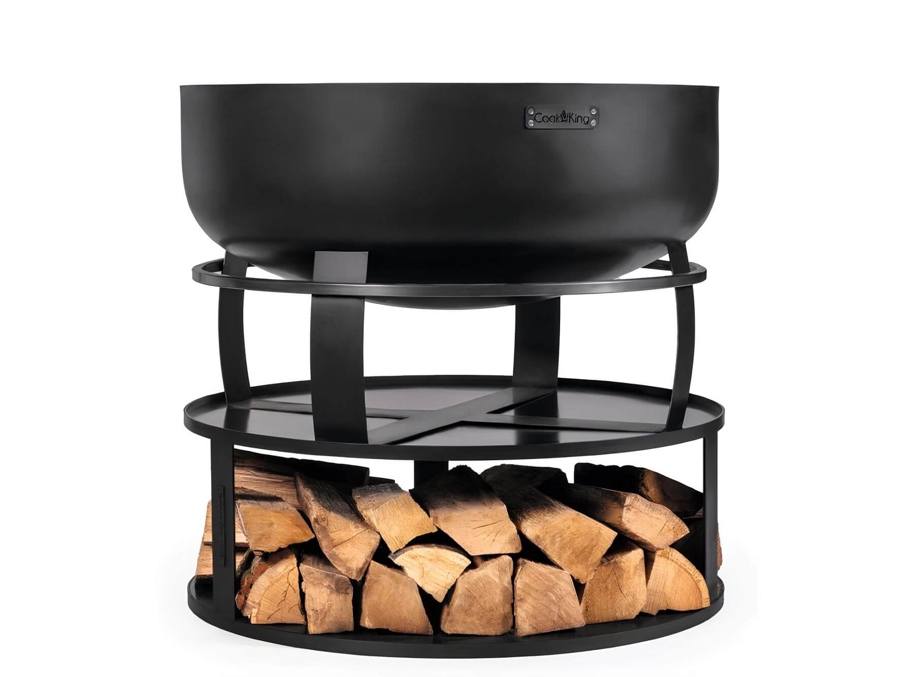 Feuerschalenbasis rund mit Holzfach