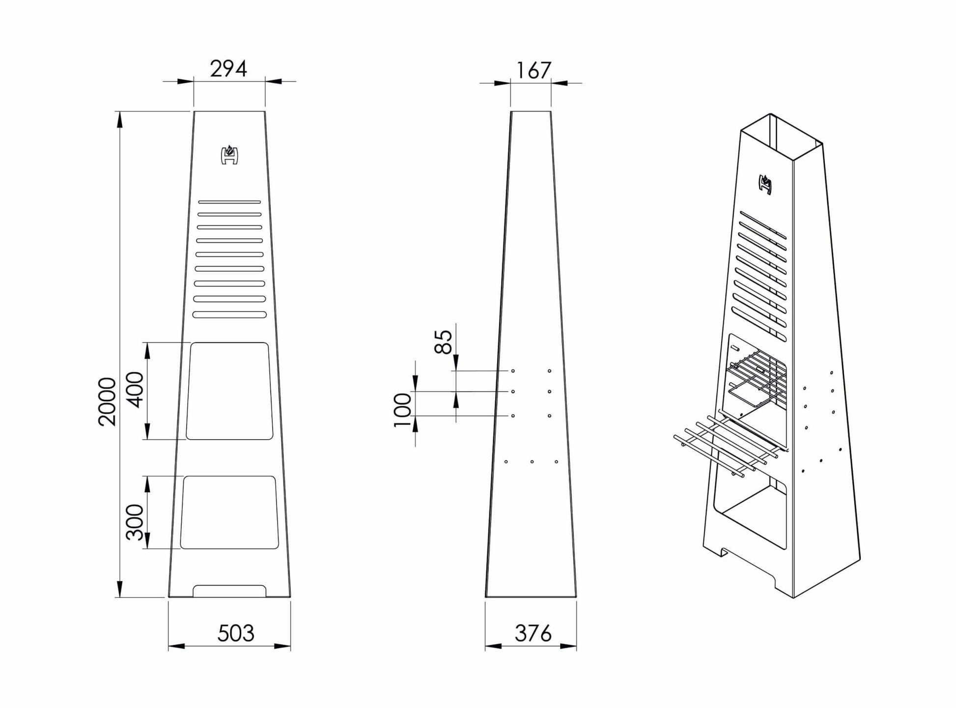 Gartenfeuerstelle Hitze Torre Maße