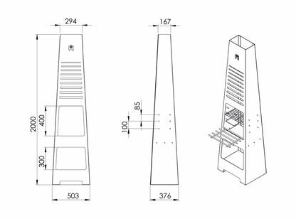 Gartenfeuerstelle Hitze Torre Maße