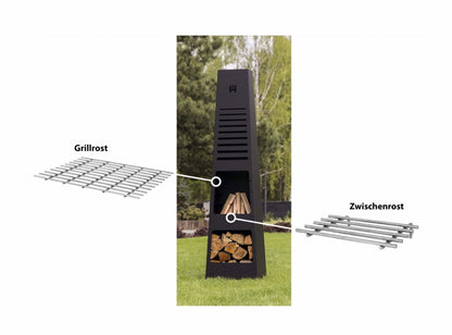 Gartenfeuerstelle Hitze Torre mit Grillrost und Zwischenrost