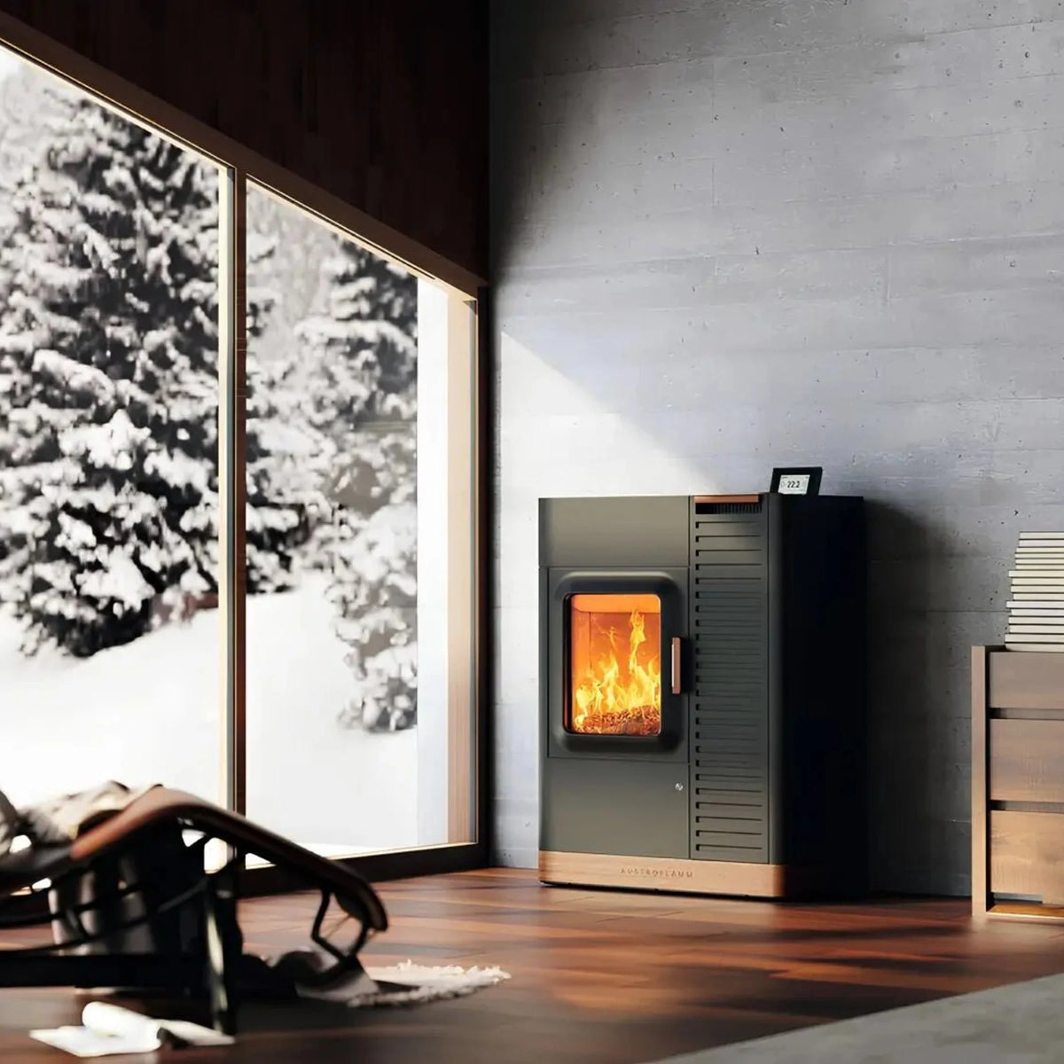 Hybridofen Austroflamm Mo Duo im Wohnraum