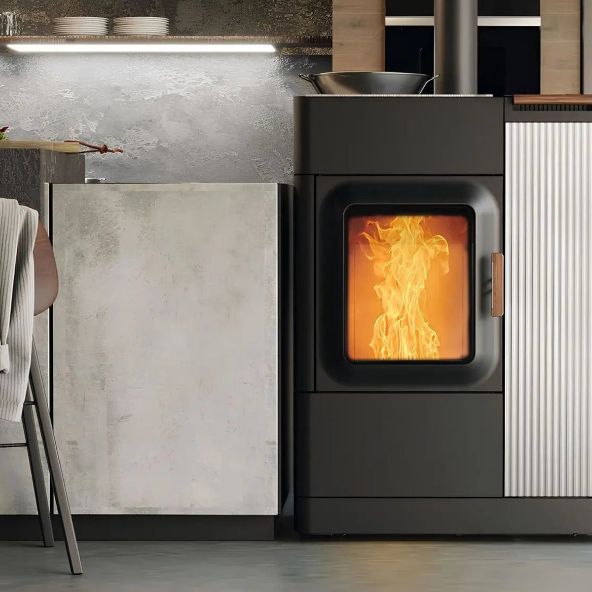 Hybridofen Austroflamm Mo Duo Cook Keramik Bright White