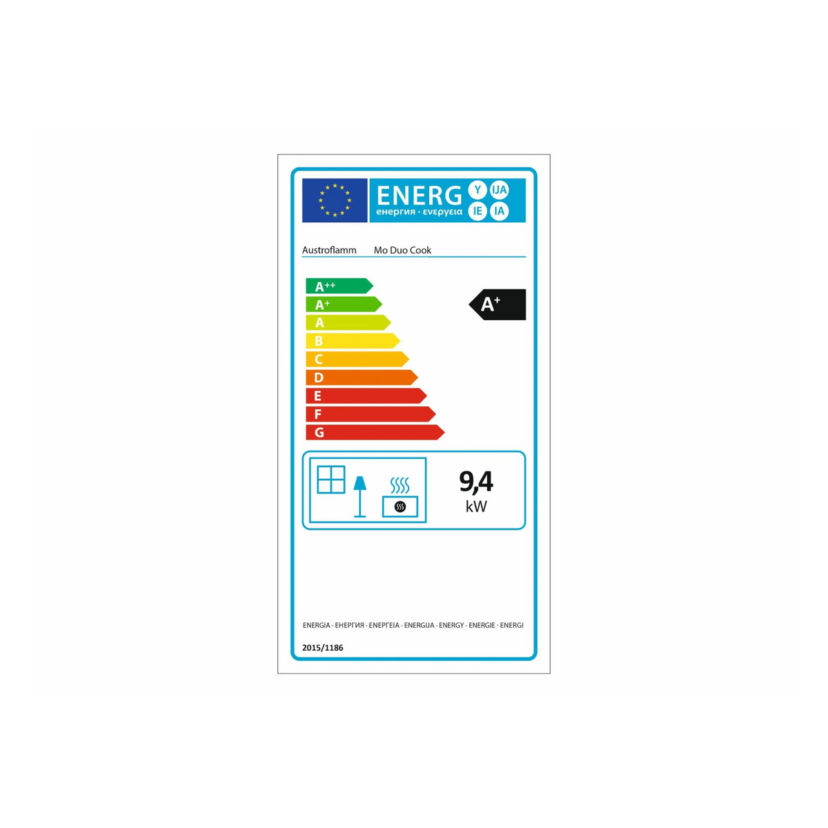 Energielabel Hybridofen Austroflamm Mo Duo Cook 9,4 kW