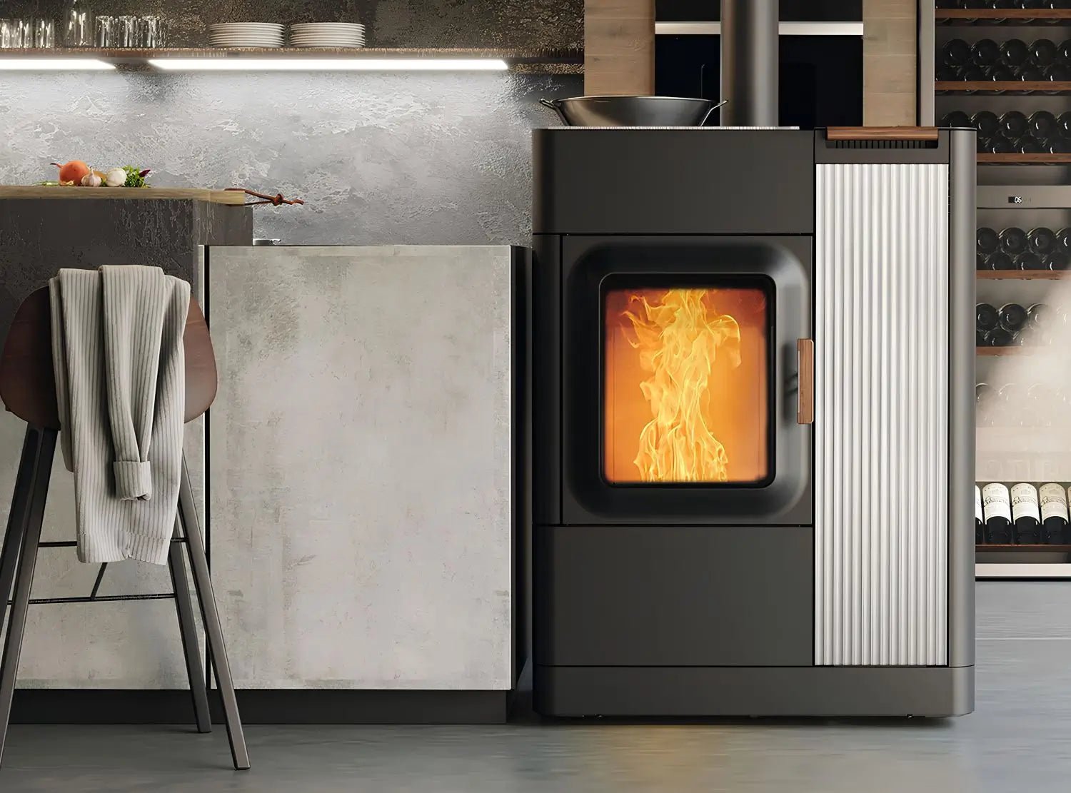 Hybridofen Austroflamm Mo Duo Cook Keramik Bright White - ofenerlebnis.de