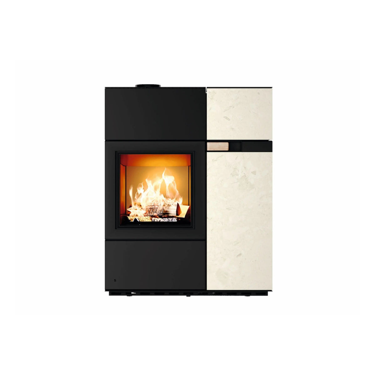 Hybridofen Austroflamm Quadra Duo – Freisteller, Ausführung Quadra Duo mit Naturstein "velvet ivory"