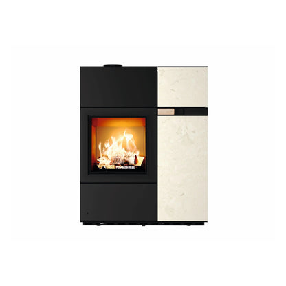 Hybridofen Austroflamm Quadra Duo – Freisteller, Ausführung Quadra Duo mit Naturstein "velvet ivory"