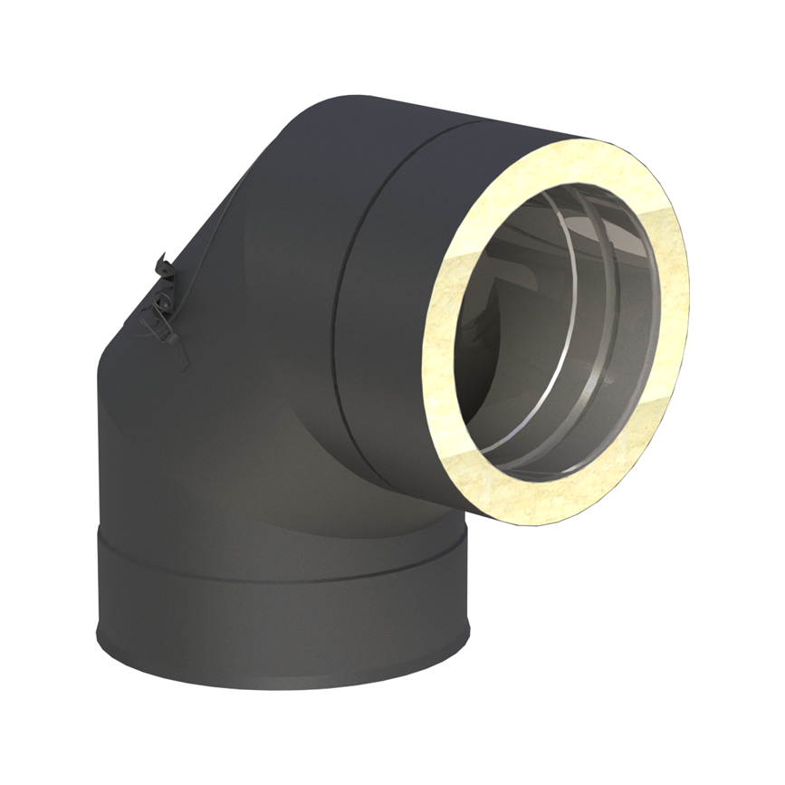 Jeremias DW-BLACK Winkel 90° mit Revisionsöffnung – Schwarz, RAL 9011
