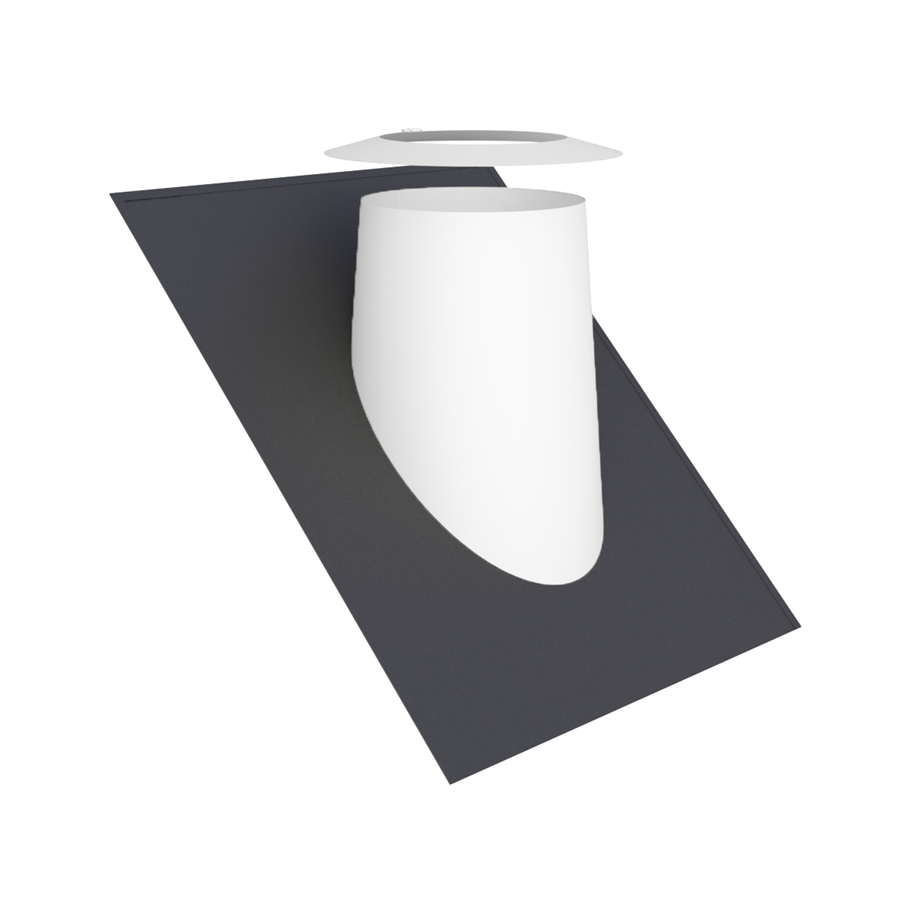 Jeremias DW-WHITE Dachdurchführung 36–45° mit Elastomerrand schwarz und Wetterkragen – Weiß, RAL 9010