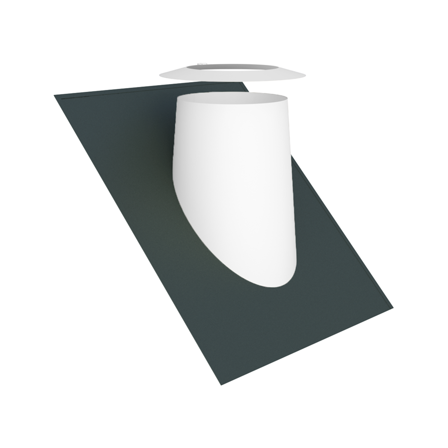 Jeremias DW-WHITE Dachdurchführung 36–45° mit Elastomerrand grau und Wetterkragen – Weiß, RAL 9010