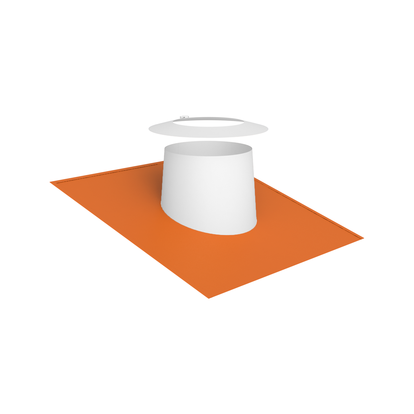 Jeremias DW-WHITE Dachdurchführung 5–15° mit Elastomerrand ziegelrot und Wetterkragen – Weiß, RAL 9010