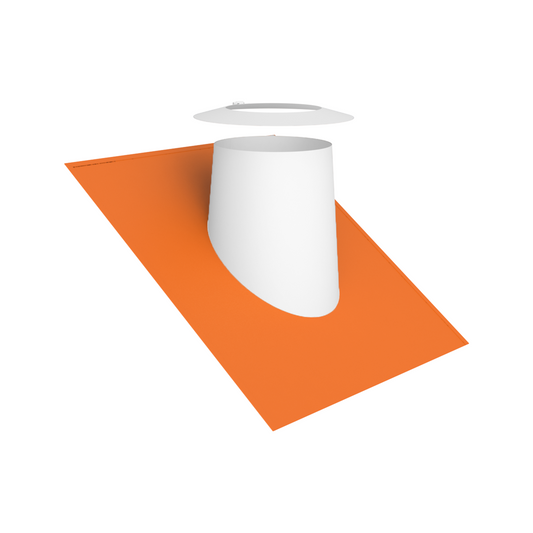 Jeremias DW-WHITE Dachdurchführung 26–35° mit Elastomerrand ziegelrot und Wetterkragen – Weiß, RAL 9010