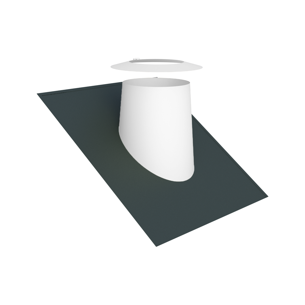 Jeremias DW-WHITE Dachdurchführung 26–35° mit Elastomerrand grau und Wetterkragen – Weiß, RAL 9010