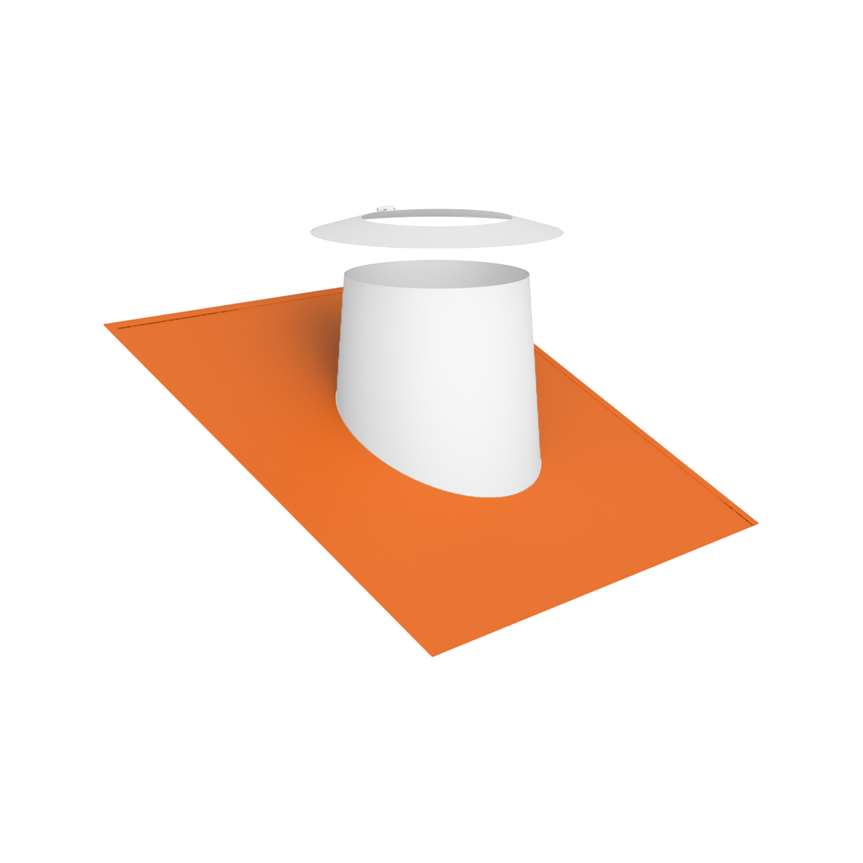 Jeremias DW-WHITE Dachdurchführung 16–25° mit Elastomerrand ziegelrot und Wetterkragen – Weiß, RAL 9010