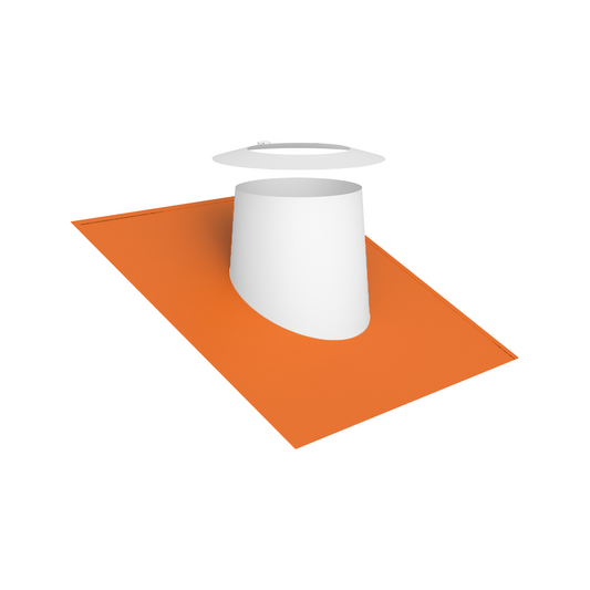 Jeremias DW-WHITE Dachdurchführung 16–25° mit Elastomerrand ziegelrot und Wetterkragen – Weiß, RAL 9010