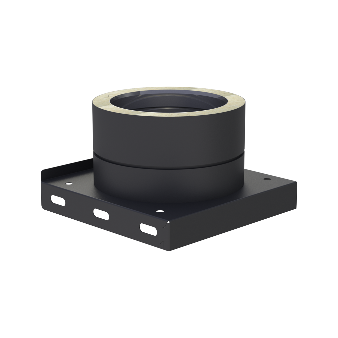 Jeremias DW-BLACK Grundplatte mit Kondensatablauf unten und 1/2" Nippel – Schwarz, RAL 9011