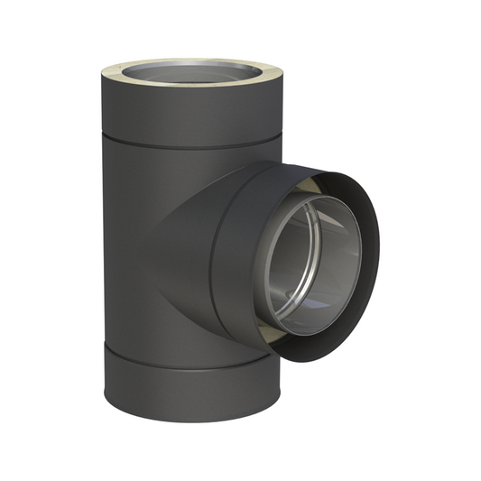 Jeremias DW-BLACK T-Anschluss 90° mit Wassernase – Schwarz, RAL 9011