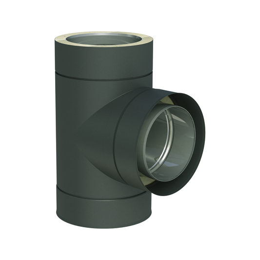 Jeremias DW-GREY T-Anschluss 90° mit Wassernase – Anthrazitgrau, RAL 7016