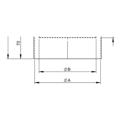 Maßzeichnung Jeremias FERRO-LUX Längenelement 150mm mit Kondensatring (ohne Einzug)